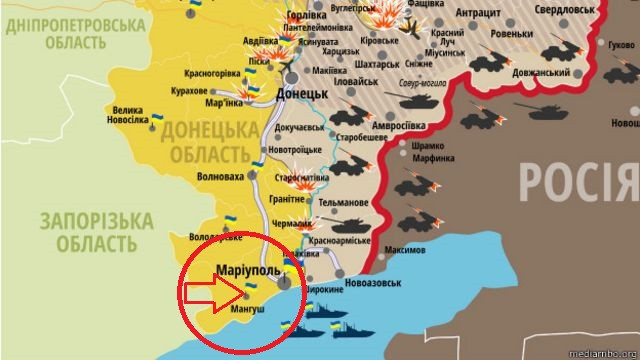 Đáng chú ý là Mariupol nằm gần hơn các thành phố khác do Lực lượng vũ trang Ukraine kiểm soát, nằm sát biên giới Nga-Donetsk. Ở một số khu vực của mặt trận Azov, khoảng cách tới biên giới là trong vòng 60 km.