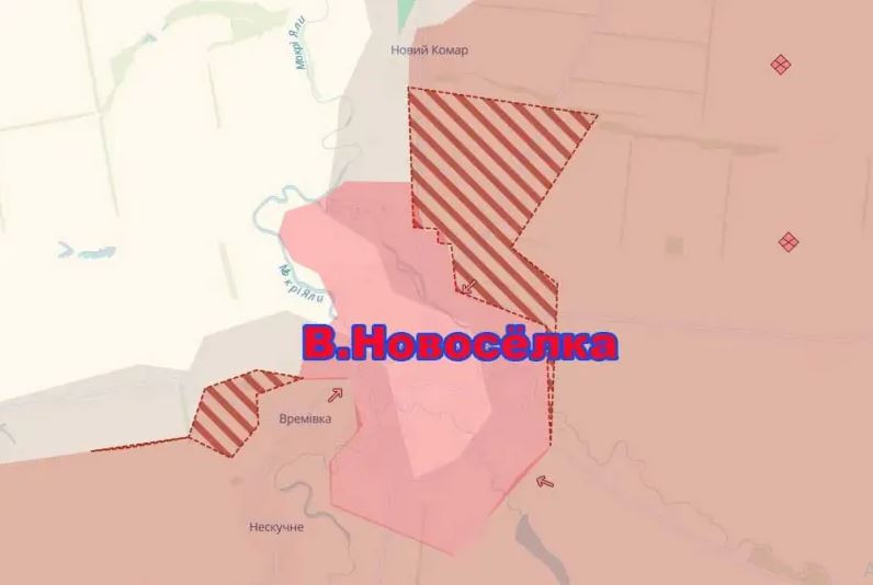Thay đổi thứ hai đó là quân Nga đã cơ bản “thanh lý” xong “mấu lồi” Velyka Novosyolka. Kênh Deep State, liên kết với Tổng cục Tình báo, Bộ Quốc phòng Ukraine, đã thông báo điều này. Deep State cho biết, các nhóm tấn công của RFAF đã thiết lập được chỗ đứng ở khu vực nhà máy sữa, trạm xăng, nhà nghỉ, sân bay ở Velyka Novosyolka.