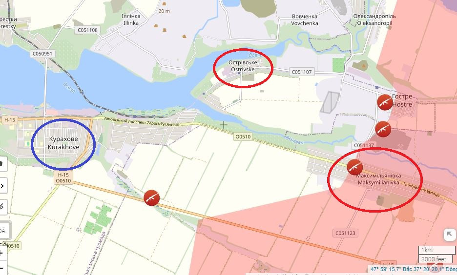 Maksimilyanovka là ngôi làng, cách Kurakhove 3,5 km về phía đông đã nằm trong tay Nga và đây sẽ là những đầu cầu để các mũi tấn công của họ đột phá vào Kurakhovo. Trận tấn công vào Kurakhove chắc chắn là một trận giao tranh ác liệt, vì tấn công trực diện vào trận địa phòng ngự kiên cố của đối phương là một nhiệm vụ khó khăn.