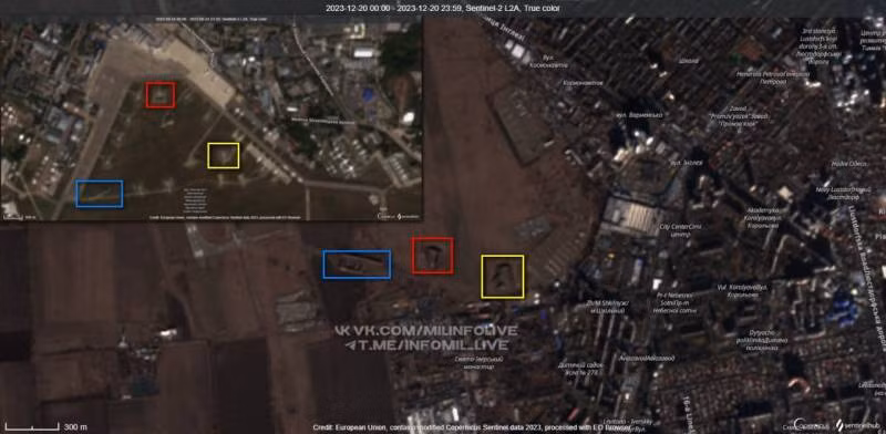 Trong một số bức ảnh vệ tinh dân sự của châu Âu chụp sân bay Shkolny vào tháng 9 và tháng 12/2023 cho thấy, trong hình ảnh tháng 12 đã có hai vật thể trong hầm trú ẩn, không thể xác định chính xác vật trong hầm do độ phân giải của hình ảnh thấp. Tuy nhiên, chúng không giống máy bay hay trực thăng; “Informant” cho biết.