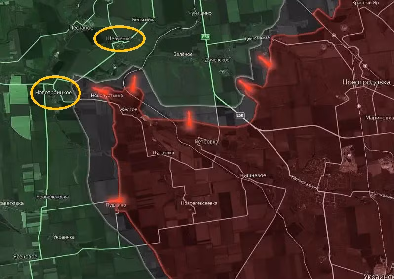 Ở Ukraine, họ tin rằng việc để mất làng Shevchenko, nơi các đơn vị Nga đã được phát hiện, có thể trở thành điều kiện tiên quyết cho cuộc tấn công vào thành phố Pokrovsk của Quân đội Nga. Trước tình hình trên, Bộ Tổng tham mưu Quân đội Ukraine đang điều động bộ binh tiếp viện tới đây, nhưng bị không quân và pháo binh Nga tấn công quyết liệt.