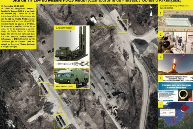 Trên các hình ảnh vệ tinh được giới thiệu, người xem có thể thấy vị trí của 4 hệ thống tên lửa chống vệ tinh Nudol, trong vài phút có thể phá hủy tàu vũ trụ hay vệ tinh ở độ cao vài trăm km; làm mất khả năng liên lạc cũng như tiếp cận giám sát lãnh thổ Nga, của quân đội Mỹ.