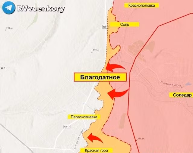 Các nguồn tin truyền thông Nga vào ngày 30/1 cho biết, lực lượng lính đánh thuê Wagner đã thông báo, vào ngày 29/1, họ đã chiếm cứ điểm Blagodatne ở phía bắc Bakhmut; qua đó cắt đứt hoàn toàn đường rút lui của quân đội Ukraine từ thành phố Bakhmut về phía bắc, đẩy Quân đội Ukraine đang phòng thủ tại Bakhmut vào nguy cơ bị bao vây và xóa sổ rất lớn.