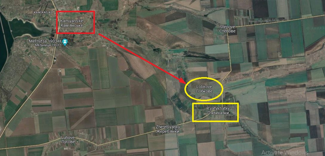 Trên hướng Kamenskoie, Quân đội Ukraine mở cuộc phản công vào ngày 4/6 và mục tiêu chủ yếu là “thông chốt” qua làng Lobkove, ngôi làng đầu tiên trong khu vực vào khoảng ngày 11/6. Vào thời điểm đó, quân đội Ukraine dường như đang có ”phong độ tốt” và nhiệm vụ của các đơn vị trên hướng Kamenskoie có hai nhiệm vụ cụ thể đó là: