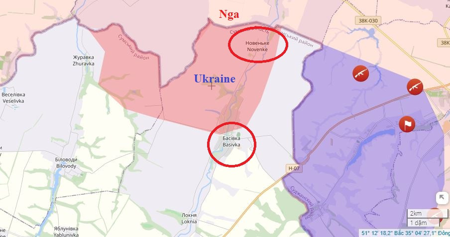 Kênh Rybar đưa tin, cánh quân của RFAF, đang tiến vào Sumy từ hướng Novenke cũng bắt đầu tăng tốc. Họ hiện đã chiếm được 40% làng Basivka và đang chuẩn bị vượt sông Loknia để tấn công phần còn lại của ngôi làng. Nếu RFAF chiếm được ngôi làng này và tiến đến đường cao tốc R200, họ có thể đe dọa quân đội Ukraine phòng thủ ở biên giới từ phía sau. 