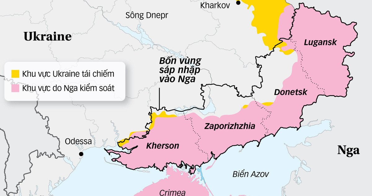 Nga hiện kiểm soát khoảng 20% lãnh thổ Ukraine, trong đó có vùng lãnh thổ Donbass rộng lớn và giàu khoáng sản nhất ở miền đông Ukraine. Tổng thống Nga Putin mới đây tuyên bố, tốc độ Quân đội Nga kiểm soát lãnh thổ ở Ukraine nhanh hơn bất cứ lúc nào kể từ khi xung đột nổ ra.