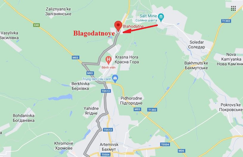 Vào ngày 28/1, lực lượng lính đánh thuê Wagner của Nga thông báo rằng, quân của họ đã chiếm làng Blagodatnoye từ tay Quân đội Ukraine; đây là ngôi làng nằm ở phía tây thị trấn Soledar, thuộc thành phố Bakhmut, tỉnh Donetsk, miền đông Ukraine.