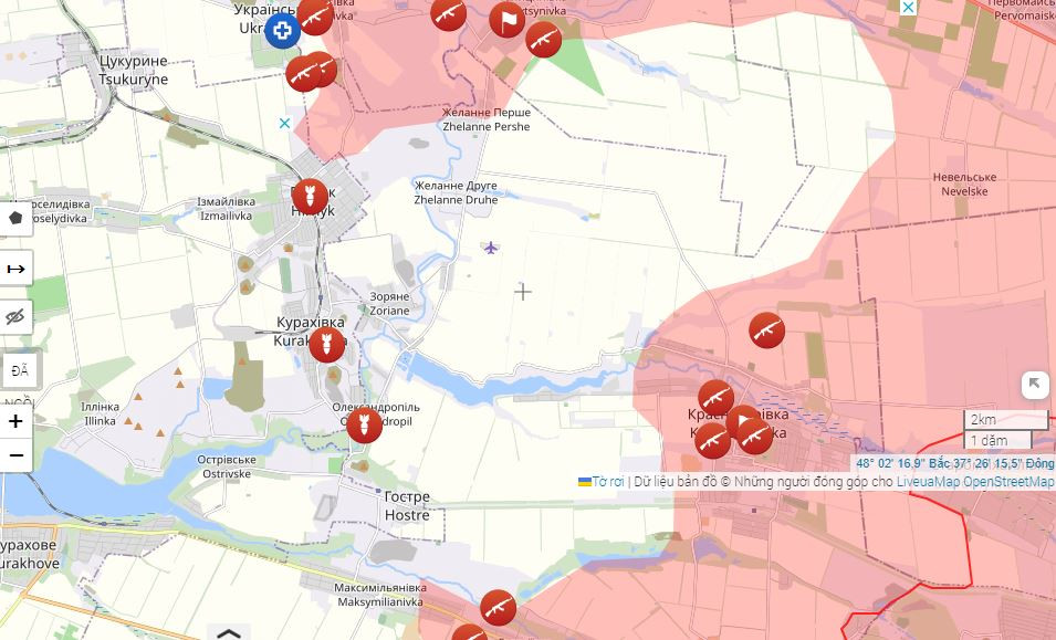 Theo chuyên gia Axe, các đơn vị của Lữ đoàn bộ binh cơ giới số 59 và Lữ đoàn Jaeger số 68, Lữ đoàn BrTrO số 117 và Lữ đoàn Vệ binh Quốc gia số 15 có thể ở bên trong đó. Khả năng tồn tại của lực lượng này, phụ thuộc vào Lữ đoàn Dù số 25, lực lượng bảo vệ thị trấn Ukrainsk ở rìa phía bắc của “mấu lồi”.
