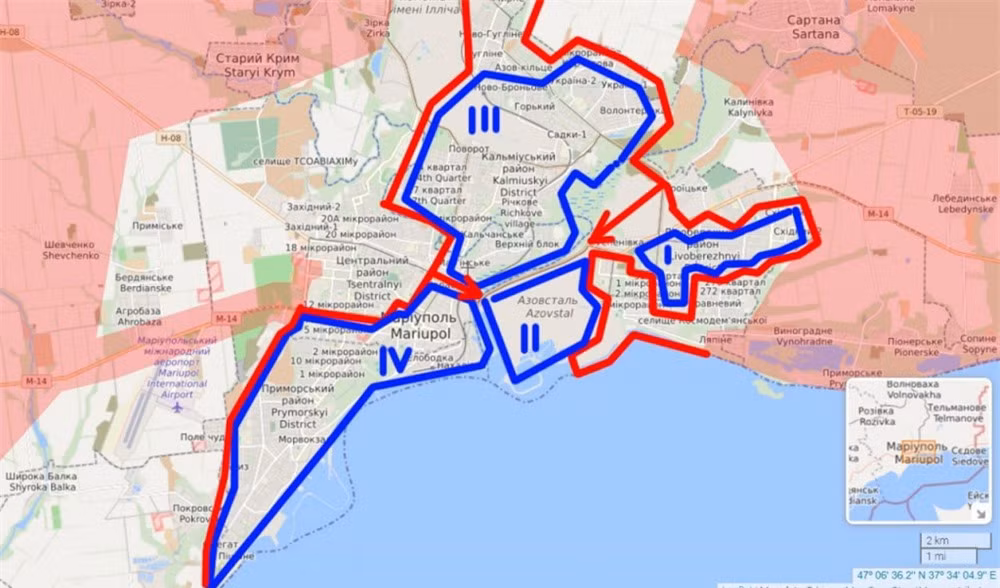 Trong khi đó, các phóng viên chiến trường thông báo rằng, hiện thành phố Mariupol được chia thành nhiều khu vực. Trong mỗi khu vực, các chiến thuật khác nhau được thực hiện, để tiêu diệt các chiến binh và nhân viên quân sự của Lực lượng vũ trang Ukraine.