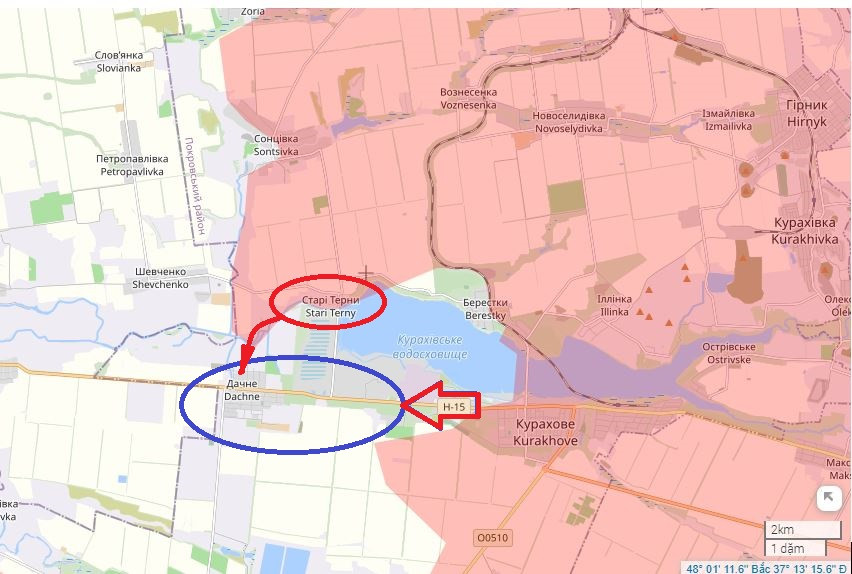 Trong khi đó, các đơn vị Quân đội Ukraine (AFU), cố gắng giữ vững vị trí của mình, buộc phải phòng thủ gần như toàn diện ở phía tây thành phố, vì RFAF gây sức ép từ hai phía, đó là từ hướng đông và hướng bắc, từ đầu cầu Starye Ternov.