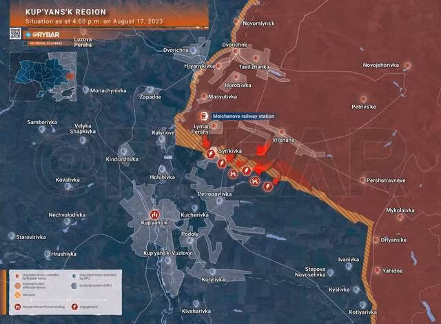 Vào đầu tháng 8, tình hình đối với Ukraine ở mặt trận phía bắc vốn đã rất nguy kịch, hàng rào cuối cùng là làng Sinkivka lúc đó chưa bị mất, nhưng đã ở trong tình thế quân đội Nga "có thể tràn ngập bất cứ khi nào họ muốn". 