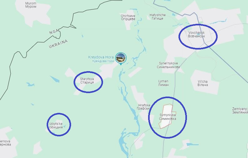 Về phía đông Izbizik, hiện Quân đội Nga vẫn chưa mở chiến dịch. Tuy nhiên, đánh giá tình hình tiến công của toàn mặt trận, Symynivka nằm cách Izbizik khoảng 12 km về phía đông và cách Volchansk khoảng 5 km về phía tây nam sẽ sớm bị chiếm.