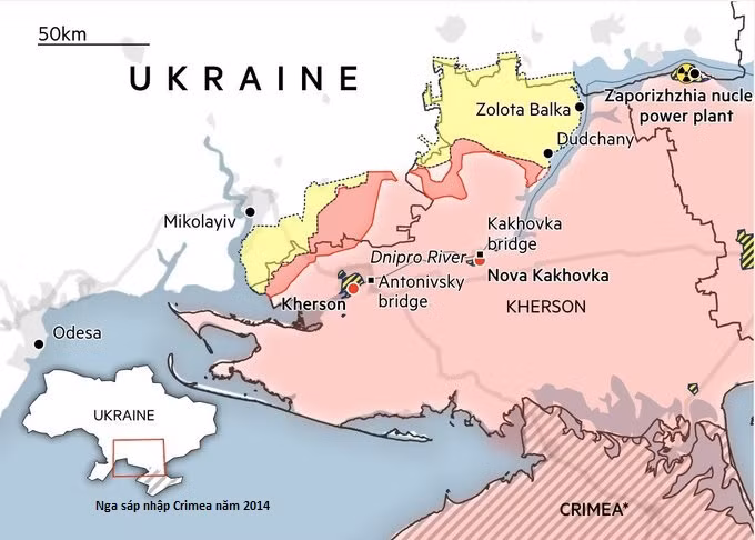 Rất có thể trong thời gian tới, khu vực Kherson trở thành một trong những chiến trường trọng điểm. Lý do Kherson không chỉ giáp bán đảo Crimea, mà còn là tuyến tiếp tế quan trọng cho quân đội Nga trên mặt trận phía Nam Ukraine.