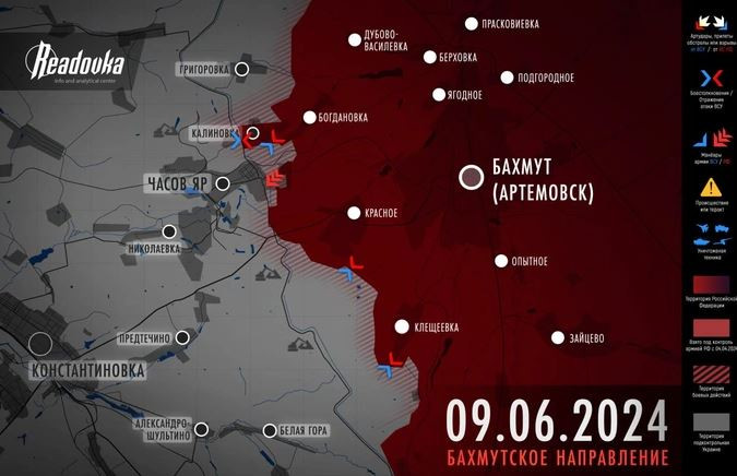 Với sự hỗ trợ của không quân và pháo binh, Quân đội Nga tiếp tục tấn công vùng ngoại ô phía đông Chasov Yar, trong khi cố gắng củng cố các vị trí bên sườn. Lính dù Nga đã tiếp cận thành công kênh đào Severski Donets - Donbass ở phía nam thành phố và tiến về phía nam của tiểu khu Novy.