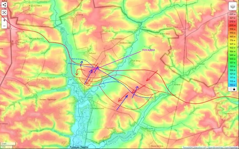 Trên hướng Liptsy, giao tranh đang diễn ra ở khu vực Glubokoye, nơi quân Ukraine tung lực lượng đáng kể vào cuộc tấn công với sự hỗ trợ của xe bọc thép. Tuy nhiên, điều này không giúp ích được gì cho họ, khi quân Nga với hỏa lực vượt trội, đã đẩy lùi các cuộc phản công của quân Ukraine.