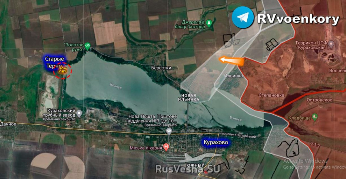 Việc phá đập nước hồ chứa Kurakhovskoye của Quân đội Ukraine cũng khiến dân thường bị ảnh hưởng, khi nước từ hồ chứa làm ngập lụt một số ngôi làng. Việc sơ tán dân thường không được phía Ukraine thông báo, nên việc giải cứu người dân địa phương có thể do những người lính Nga đang đến.