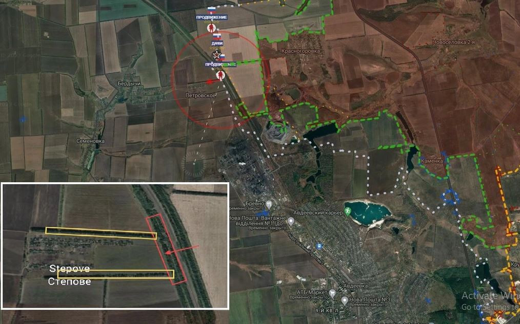 Vào ngày 11/11, quân Nga từ đầu cầu Stepove, đã vượt qua tuyến đường sắt phía đông nam và tiến vào khu vực rừng phía bắc và mở cuộc tấn công vào làng Berdych và đã tiến ít nhất 2 km trong hai ngày và sau đó, đã tiến thêm khoảng 1 km bên ngoài tuyến đường sắt gần, khu dân cư. 