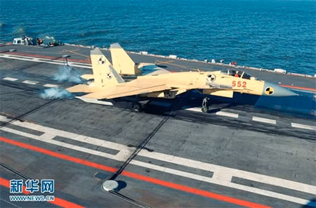 Sau đó máy bay chiến đấu J-15 xuất kích từ tàu sân bay của Trung Quốc, phóng loạt tên lửa không đối đất "Eagle Strike", đưa các căn cứ hải quân và không quân, kho nhiên liệu và kho đạn dược ở Guam vào tầm tấn công của loại tên lửa này.