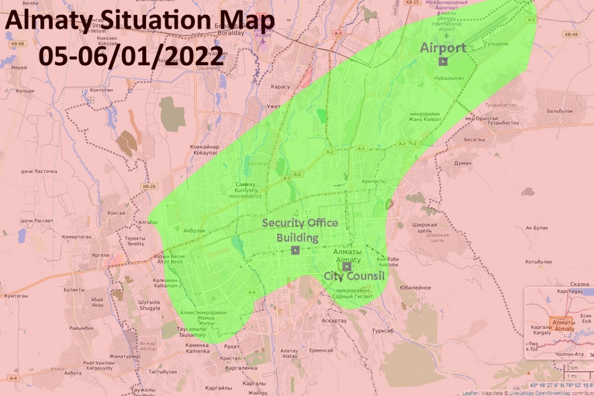 Ngay khi quân đội Nga đến Alma-Ata vào buổi trưa, quân đội Nga đã bắt đầu đánh giá kỹ lưỡng tình hình và triển khai các phương án chiến đấu; do đó các lực lượng bạo loạn đã phải chịu thất bại nặng nề đầu tiên.