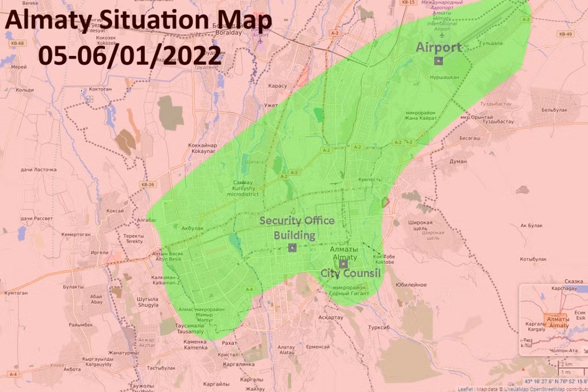Ngay khi quân đội Nga đến Alma-Ata vào buổi trưa, quân đội Nga đã bắt đầu đánh giá kỹ lưỡng tình hình và triển khai các phương án chiến đấu; do đó các lực lượng bạo loạn đã phải chịu thất bại nặng nề đầu tiên.