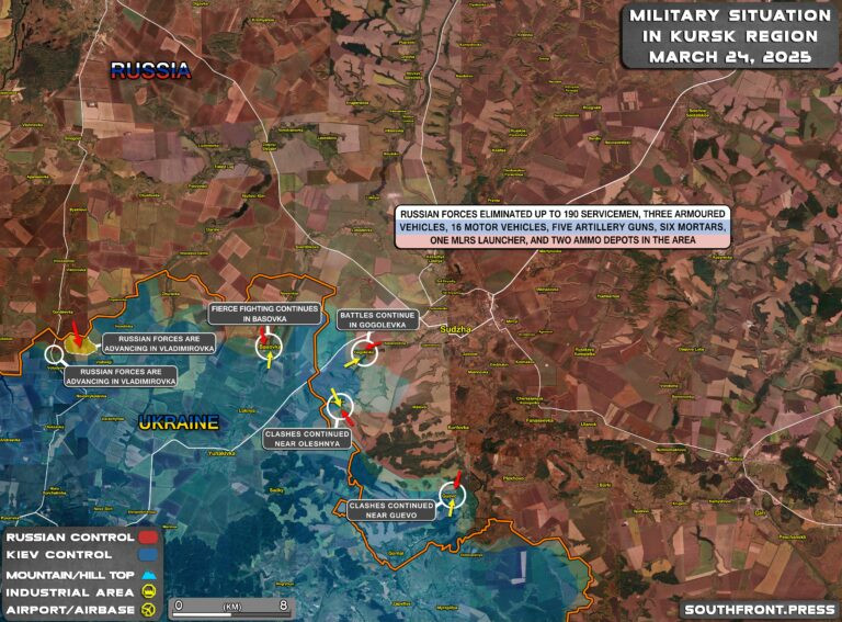 Thông tin được xác nhận thêm lần nữa, bởi lãnh đạo cấp cao nhất của Mỹ cho thấy, 2.500 quân Ukraine đang bị bao vây trong vành đai rừng trồng ở phía tây nam thị trấn Sudzha. Trong cuộc phỏng vấn với tờ Fox News, Tổng thống Mỹ Trump cho biết, Nga đã giành được lợi thế trên chiến trường và bao vây khoảng 2.500 quân Ukraine.