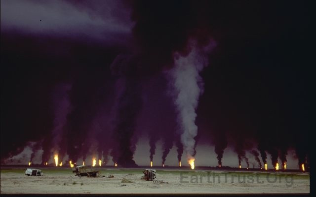Ngày 25/2/1991, thủ đô Kuwait được giải phóng. Những binh sĩ còn lại cố gắng rút lui đã cố gắng đốt các giếng dầu của Kuwait, khiến bầu trời thủ đô bị khói đen bao phủ trong suốt những ngày sau đó.