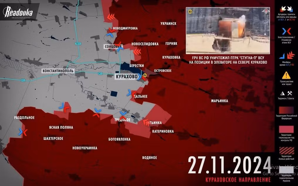 Cuộc tấn công của quân Nga đang áp đảo ở nam Donetsk, từ Pokrovsk – Kurakhove – Ugledar đến Velyka Novosyolka, nhiều vị trí của quân Ukraine lần lượt bị mất. Quân đội Ukraine đã phải bỏ một số địa điểm chiến lược để tránh tổn thất lớn hơn. Tình thế bị động này gây áp lực lớn lên Bộ Tổng tham mưu Quân đội Ukraine.