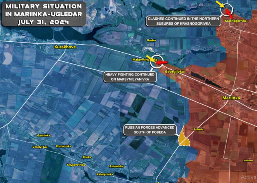 Sau khi quân Nga chiếm được Marinka và mở rộng phạm vi kiểm soát xung quanh, họ vẫn chưa có ý định tấn công trực tiếp vào thị trấn Krasnogorovka, mà tiếp tục tấn công về phía tây và phối hợp với cụm quân phía đông đánh về phía nam.
