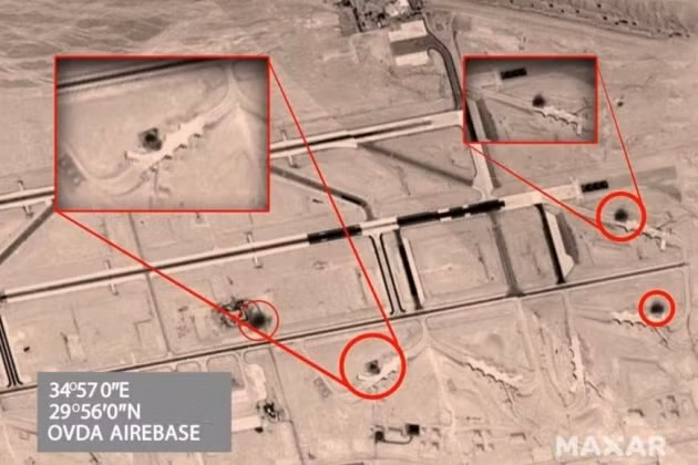 Theo thông tin của truyền thông Mỹ, có ít nhất 33 miệng hố tại Căn cứ Không quân Nevatim, nhưng hầu hết chúng đều có sức công phá tương đối nhỏ. Nơi có sức tàn phá mạnh nhất là nhà chứa máy bay, mặc dù đã bị thổi bay, nhưng không rõ có máy bay nào bị phá hủy hay không?