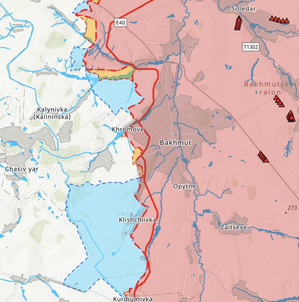 Các đơn vị Nga, đặc biệt là lính dù, khi tiến về phía tây trong chiến dịch bao vây Bakhmut, đã không thể tiến xa hơn được nữa và dừng lại ở khu vực này tại tuyến Kleshchevka - Andreevka - Kurdyumovka. 