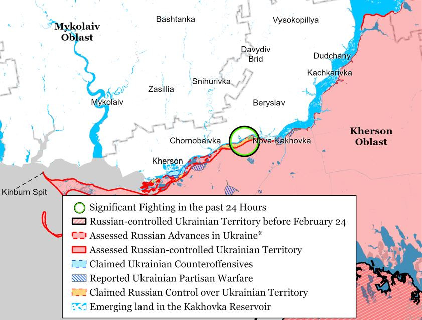 Hiện tại, quân Nga đang nắm quyền kiểm soát ở bờ trái (hay bờ nam) sông Dnieper ở vùng Kherson, tích cực tiêu diệt các lực lượng Ukraine đang cố gắng vượt sông, xâm nhập vào các vị trí của quân Nga.