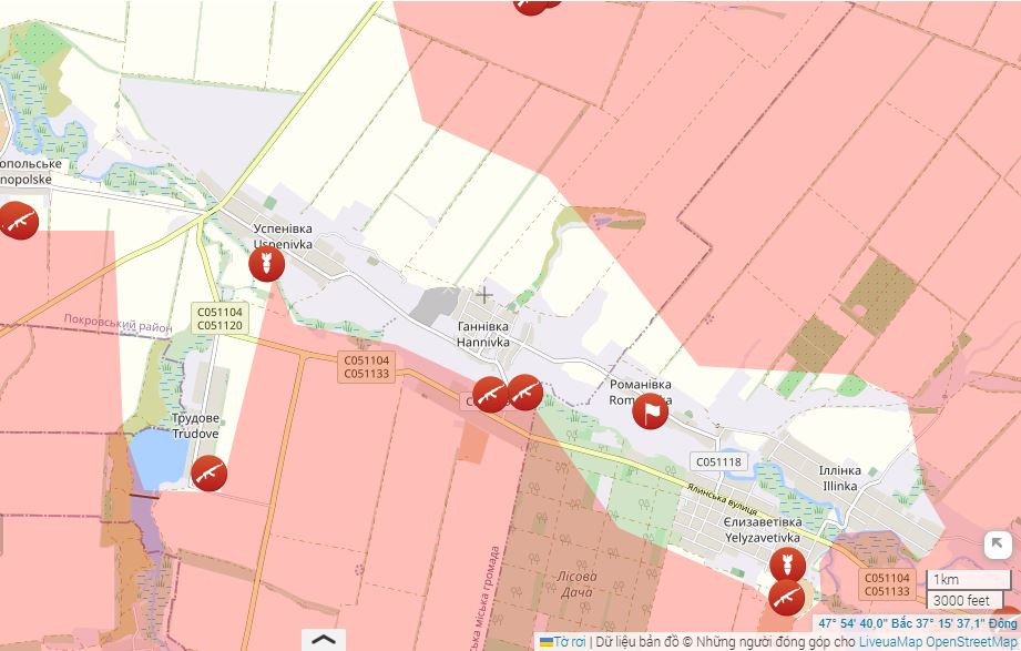 Phóng viên Yury Kotenok lưu ý rằng, quân Nga đang tiếp cận tuyến phòng thủ của quân Ukraine ở phía bắc sông Sukhie Yaly thông qua các cánh đồng và đồn điền, nhưng ở đây quân Ukraine sẽ chiến đấu cho đến người cuối cùng. 
