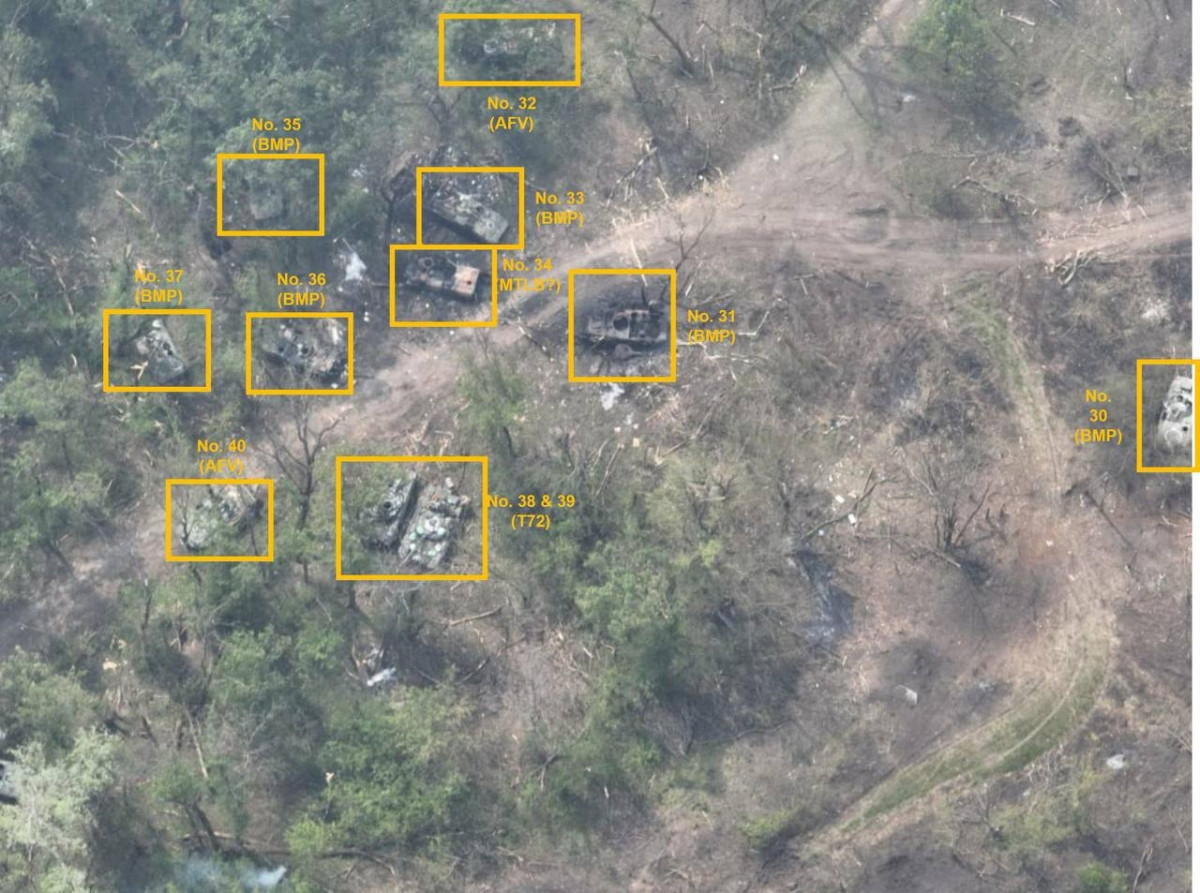 Có thể thấy rằng, có rất ít hố đạn gần toàn bộ bờ sông, điều đó có nghĩa là hầu hết các quả đạn pháo do pháo binh Ukraine bắn ra đều trúng đích. Trong 3 ngày liên tục chiến đấu tại bến phà nơi quân Nga chọn làm vị trí vượt sông, Pháo binh Ukraine dường như đã tạo nên kỷ lục về tỷ lệ bắn trúng chính xác của pháo binh.