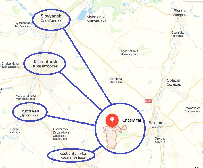 Nếu RFAF kiểm soát được Chasov Yar, về cơ bản họ sẽ bao phủ hỏa lực các tuyến đường đến Konstantinovka và Druzhkovka, cũng như đến hai thành phố song sinh là Slavyansko và Kramatorsk. Do vậy, RFAF quyết tâm chiếm Chasov Yar, để kiểm soát được quân Ukraine ở vùng đất thấp.