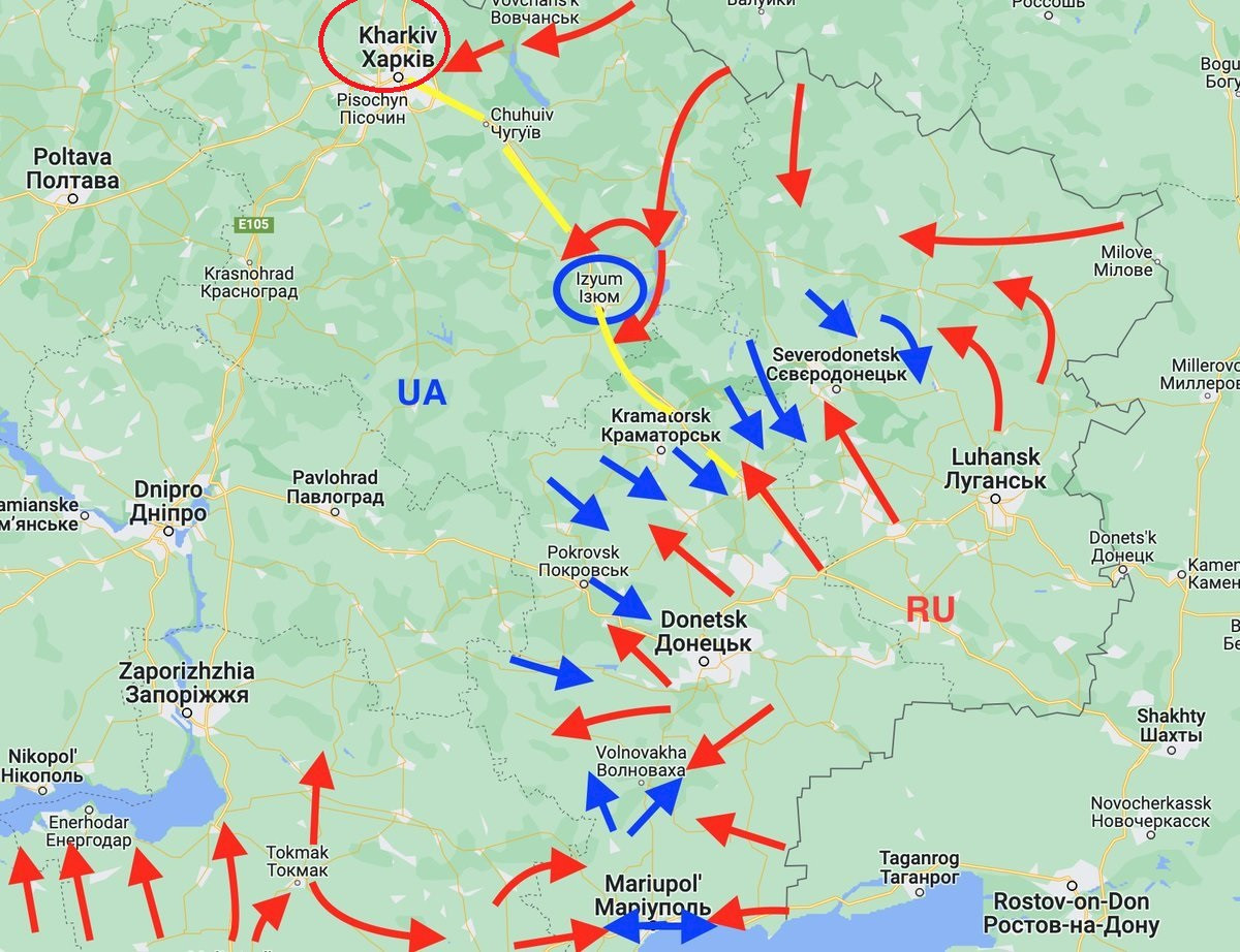 Còn trung tâm hậu cần của Quân đội Ukraine là Kharkiv, là một trong những trung tâm đường sắt và đường bộ lớn nhất ở Ukraine, đồng thời là trung tâm giao thông tuyến đầu của Liên Xô, nhằm chuẩn bị cho Chiến tranh thế giới thứ ba và trận chiến cuối cùng với Quân đội Mỹ.