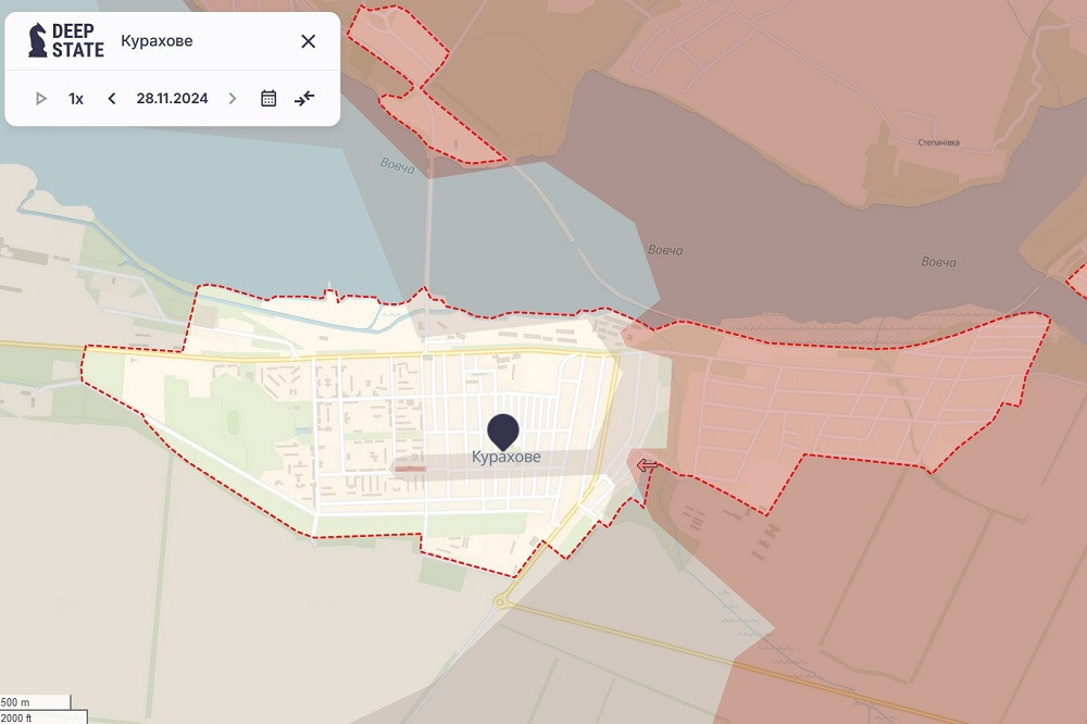 Theo bản đồ tình hình chiến sự ở khu vực Kurakhove được kênh Deep State của Quân đội Ukraine công bố sáng ngày 28/11, thì quân Nga đã kiểm soát phía đông thành phố Kurakhove, và thiết lập một mũi tấn công thọc sâu qua nhiều dãy phố ở trung tâm thành phố. 