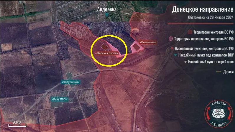 Thấy nguy cơ, quân Ukraine đã tích cực tổ chức phản công nhằm đánh bật quân Nga ở đầu cầu này. Tuy nhiên quân Nga đã bảo vệ và củng cố thành công “đầu cầu” và bắt đầu mở rộng nó vào trong thành phố. Nhờ đầu cầu này, lợi thế của quân Nga ở phía nam Avdiivka nhanh chóng được mở rộng.