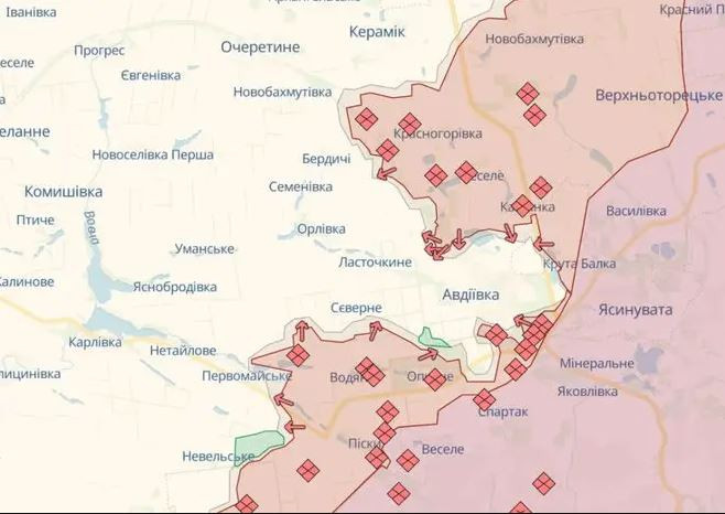 Theo các nhà bình luận quân sự Nga, cuộc vây hãm Avdiivka của Quân đội Nga đã đạt đến một tầm cao mới trong vài ngày qua. Quân Nga đột ngột chuyển từ “lấn chiếm từng bước” sang “tiến công thần tốc”; lần lượt chiếm giữ các vị trí rộng lớn, tuyến phòng ngự của quân Ukraine đang trên đà sụp đổ. 