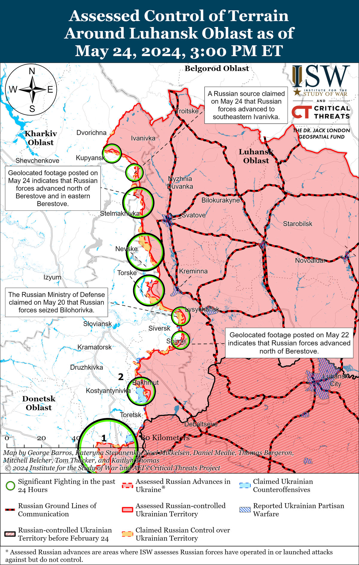 Trong số đó, quân đoàn cánh phải (số 1 trên bản đồ) hiện đang tấn công các khu vực phía bắc, phía tây và phía nam Marinka, Avdiivka; trong khi tập đoàn quân cánh trái (số 2 trên bản đồ) chịu trách nhiệm hướng Seversk-Bakhmut-Chasov Yar.
