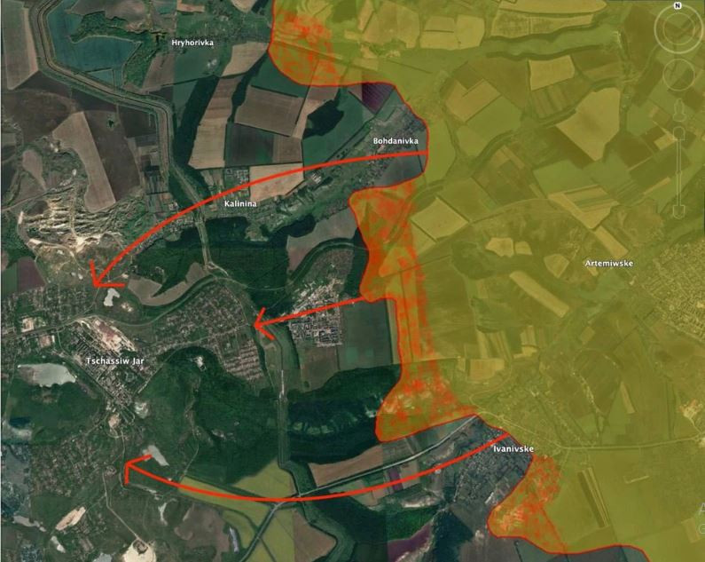  Chiến dịch chiếm Chasov Yar của Quân đội Nga đã chính thức bắt đầu. Trong chiến dịch này, quân Nga lấy làng Ivanivsk làm đầu cầu và tiến công theo ba hướng gồm đánh trực diện từ phía đông và từ hai bên sườn ở phía nam và phía bắc.