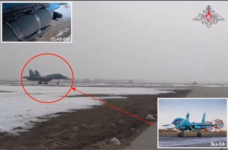 Tổ chức nghiên cứu Frontellect Insight của Ukraine tuyên bố, những chiếc Su-34 này cất cánh từ căn cứ mỗi ngày và chỉ mất vài phút để bay đến không phận phóng và thả bom dẫn đường vào các mục tiêu của Quân đội Ukraine và các thành phố Ukraine ở tiền tuyến.