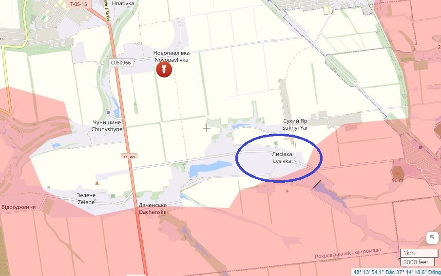 Với việc tập trung lực lượng vượt trội, cụm quân Khortitsa đã đột phá được vào trung tâm ngôi làng và tái chiếm được Nhà hội đồng của làng. Theo bản đồ Liveuamap của Lầu Năm góc, diện tích mà quân Ukraine tái chiếm có diện tích vào khoảng 1 km × 1 km. Hiện AFU đã chuyển vào phòng ngự với các điểm hỏa lực, ụ súng, lô cốt. 