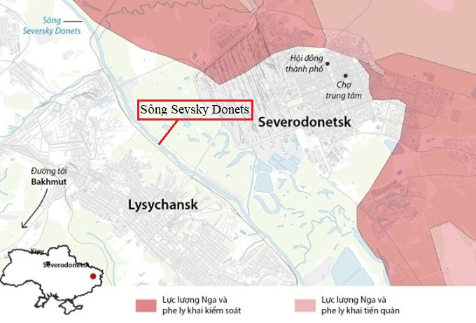 Hiện hai thành phố Sieverodonetsk và Lisichansk (hai thành phố này sát nhau, ngăn cách nhau bởi một con sông nhỏ là sông Sevsky Donets), trong những ngày qua đã biến thành chiến trường ác liệt giữa Quân đội Nga và Ukraine.