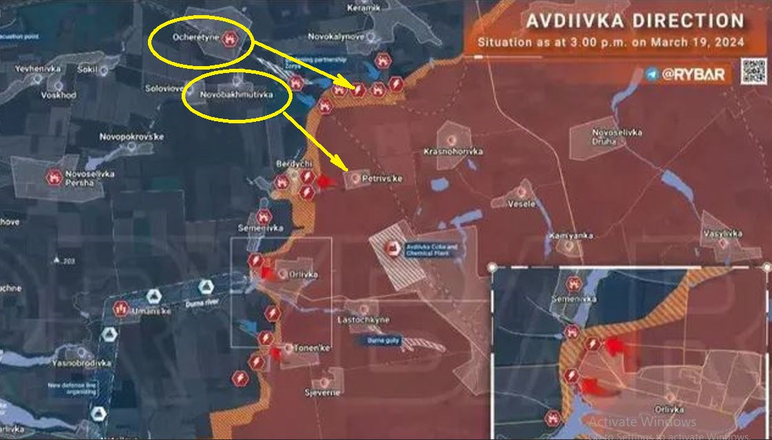 Quân Ukraine đã dựa vào hai đầu cầu là Ocheretino và Novokalinovo, để thực hiện một hoặc nhiều cuộc tấn công quân Nga ở phía bắc làng Petrovskoye và phía tây bắc làng Krasnogorovka với mục đích để trinh sát. Trước đó quân Ukraine từng tổ chức đột kích vào đây, nhưng không thể tiến quá xa, lực lượng xung kích của Ukraine đã bị hỏa lực Nga đánh bại.