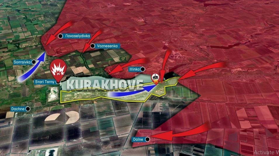 Phối hợp với mặt trận Velyka Novosyolka, Cụm Vostok đang đẩy mạnh tiến công ở khu vực phía nam Kurakhove, nhằm chiếm thêm các vùng lãnh thổ còn lại ở phía nam tỉnh Donetsk. Hiện quân Nga đã tiến vào trung tâm thành phố Kurakhove, đẩy quân Ukraine về phía tây thành phố.