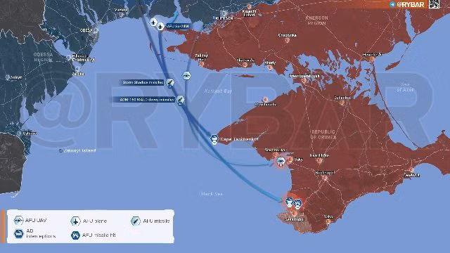 Ngày 20/9, Ukraine tiếp tục sử dụng chiến thuật cũ, khi dùng tới 11 máy bay Su-24M, cất cánh từ căn cứ không quân Starokonstantinov ở vùng Khmelnitsky. Khi bay tới ranh giới vùng Odessa và Nikolaev, 2 trong số 11 chiếc Su-24M này đã tách tốp bay xa hơn về phía nam tới Orekhiv. 9 chiếc còn lại tấn công căn cứ chính của Hạm đội Biển Đen của Nga ở Sevastopol bằng tên lửa hành trình Storm Shadow.