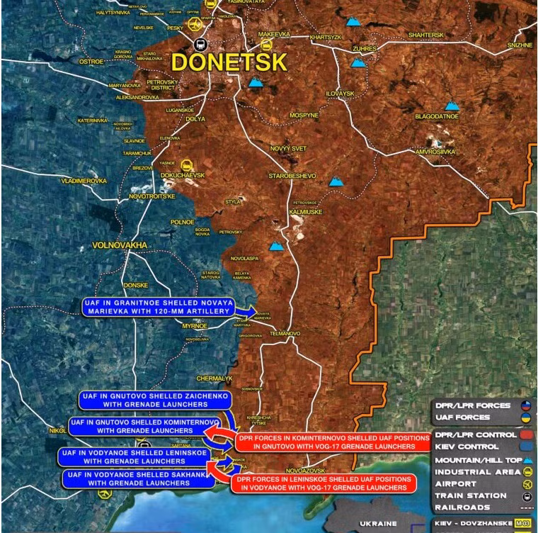 Theo những thông tin tình báo rò rỉ, phía Quân đội Ukraine đã cố gắng đánh chiếm phần phía nam của Cộng hòa Nhân dân Donetsk (DPR) tự xưng, tiếp giáp với Biển Azov. Điều này được chứng minh bằng thông tin được trình bày trong báo cáo của Nhóm quan sát thuộc OSCE. 