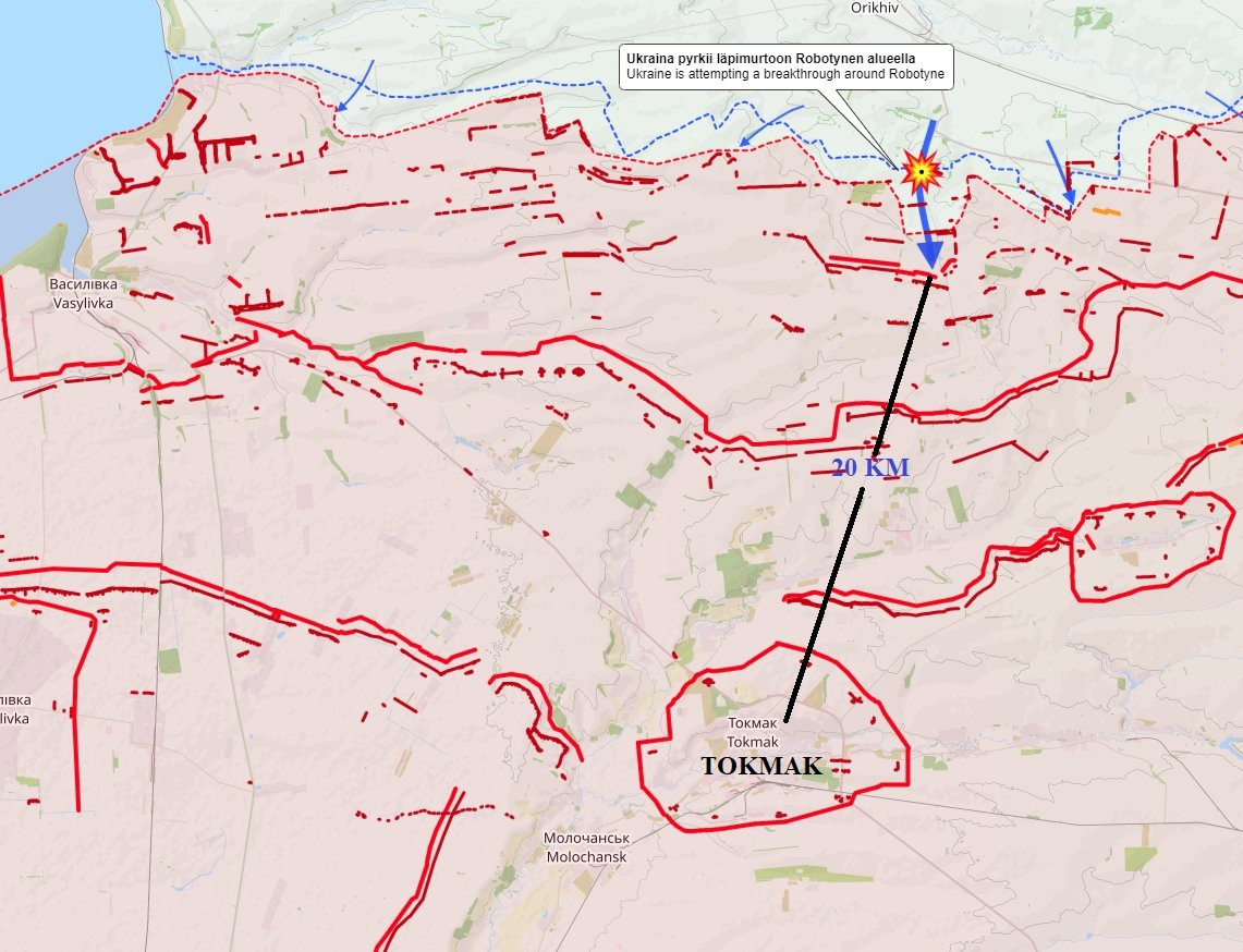 Nếu bị buộc triệt thoái khỏi Melitopol, toàn bộ mặt trận phía Nam của Nga sẽ rơi vào tình thế hiểm nghèo, quân đội Nga chỉ còn cách triệt thoái tiếp về bán đảo Crimea. Chiến trường phía nam có 4 điểm chính là Tokmok, Melitopol, Mariupol và Berdyansk. Giờ đây, quân đội Ukraine chỉ còn cách Tokmak 20 km.