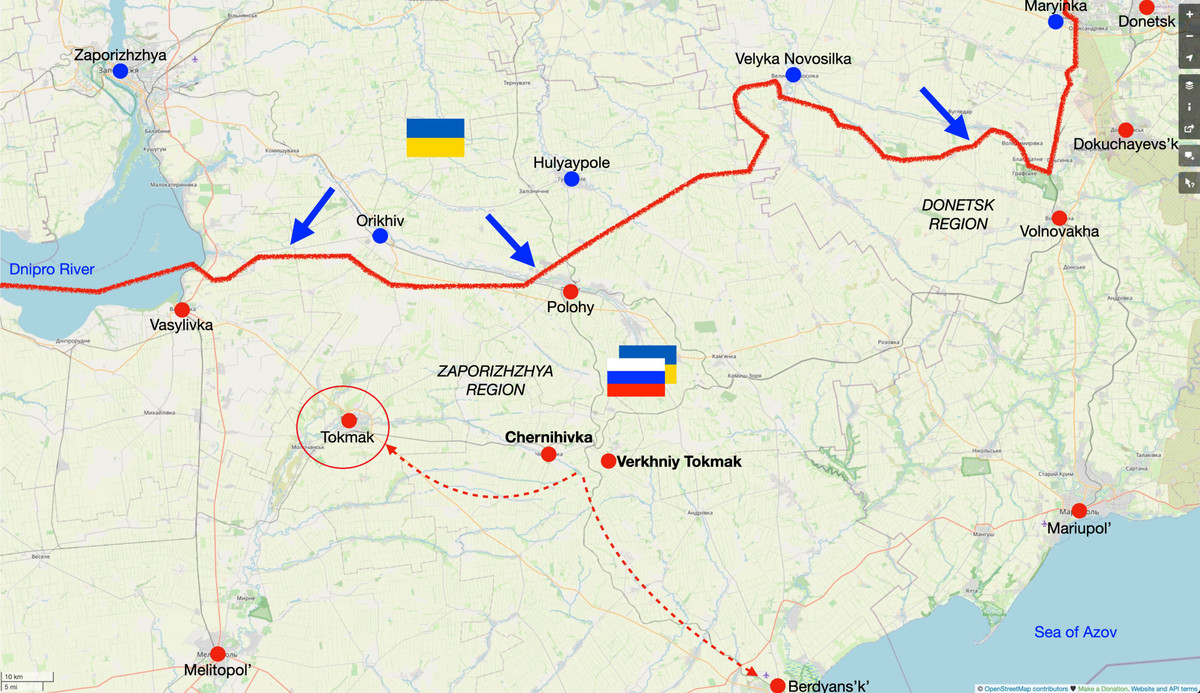 Nhưng một khi quân đội Ukraine chọc thủng tuyến phòng thủ Rabotino và chiếm được Tokmak, bước tiếp theo là tiến công Melitopol. Đây sẽ là trận chiến quyết định, liên quan đến vận mệnh của Nga và Ukraine. Rất có thể, lúc này Nga sẽ sử dụng tới những vũ khí chưa từng xuất hiện trên chiến trường Ukraine. 