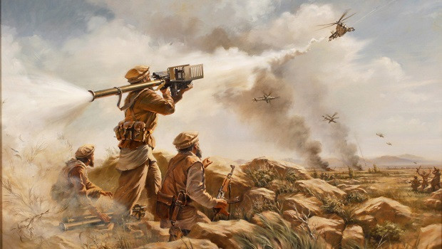 Khi Liên Xô đưa quân vào Afghanistan, đây cũng là đỉnh điểm của thời kỳ chiến tranh Lạnh; để kiềm chế chiến lược của Liên Xô, Mỹ và các nước khác đã cung cấp cho các tổ chức kháng chiến nhiều loại vũ khí hiện đại (súng, đạn, pháo, tên lửa Stinger, v.v.), làm tiêu hao rất nhiều sinh lực của Liên Xô.